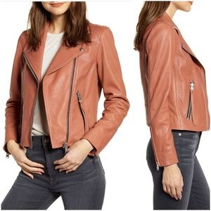 Allsaints dalby leather jacket size 10 NWT rose